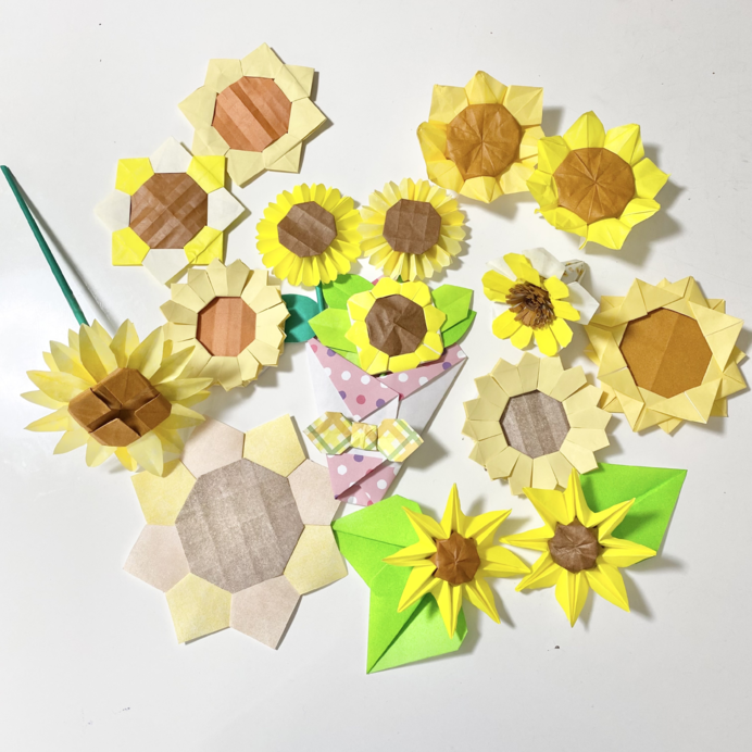 ひまわりの折り紙｜子供にも簡単1枚かわいい作品や立体作品・ブーケの作り方も
